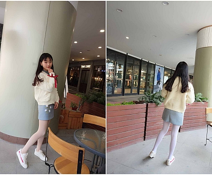 蓓蓓8之商场户外白丝