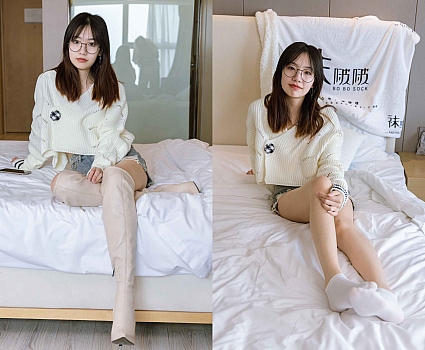 [袜啵啵]222期 小甜豆-长靴、白棉袜、裸足